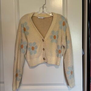 Lush Floral Crop Sweater Groovy